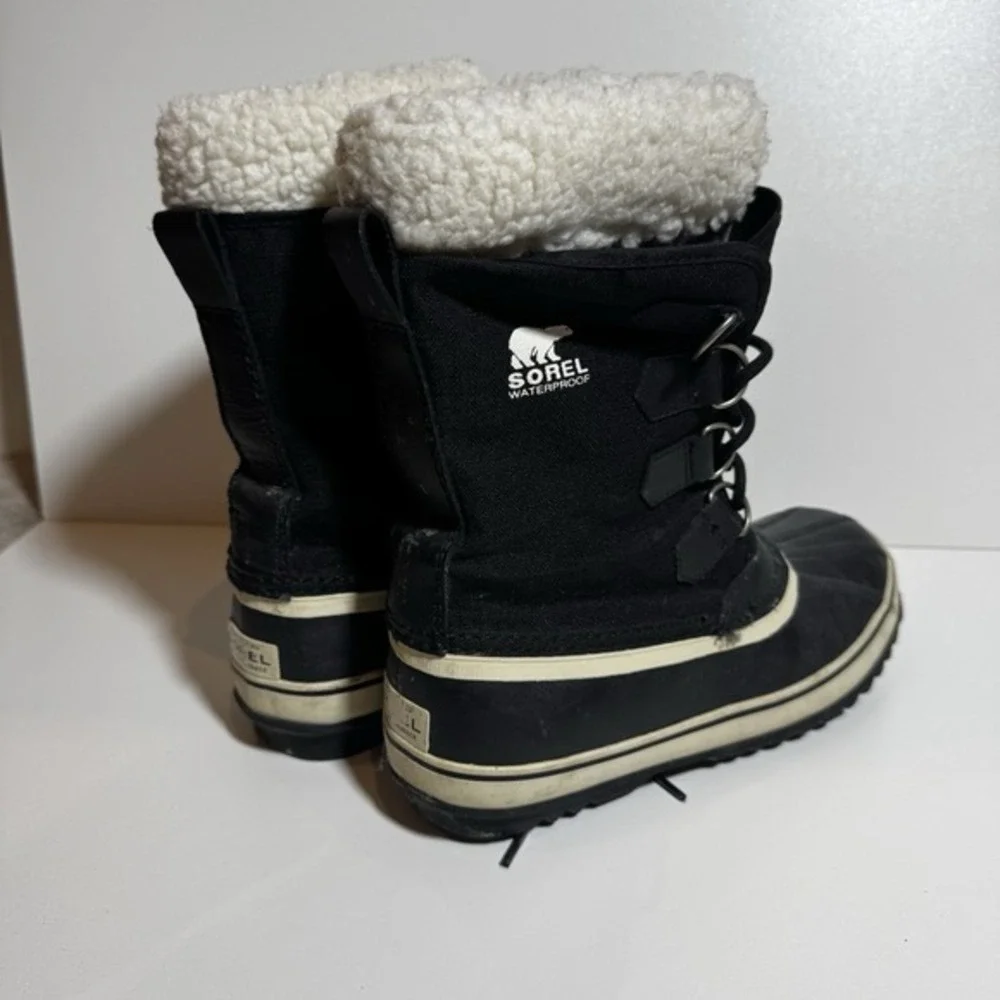 Sorel Winter Carnival Snow Boots Waterproof Black 8.5 39.5 Winter Faux Fur Comfy - Picture 3 of 9